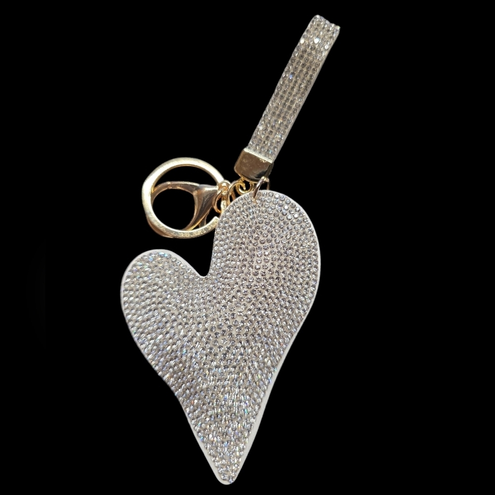 Silver Heart Bag Charm Keychain
